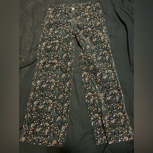 Kids Floral Patterned Pants-corduroy